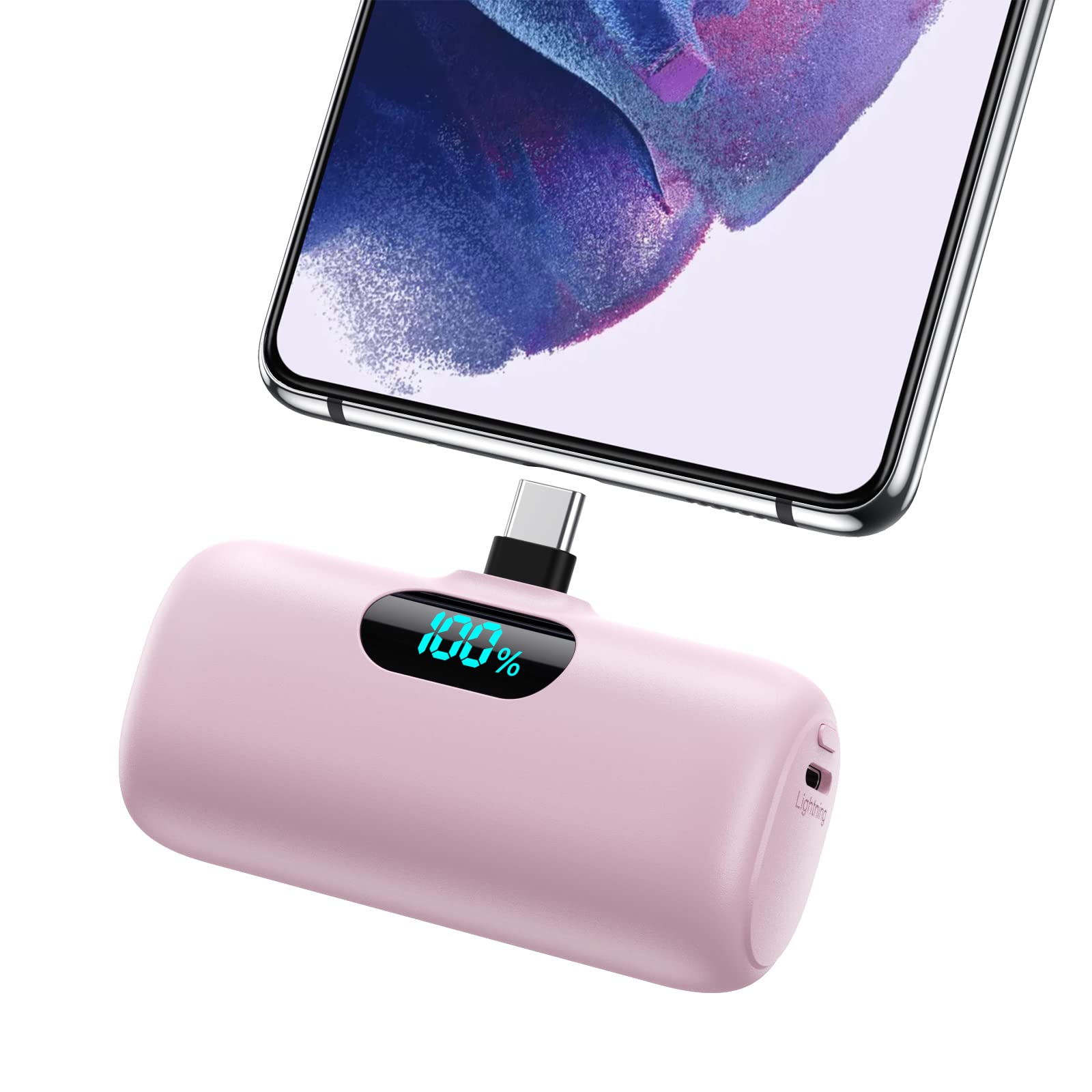 Mini powerbank pantalla digital  tipo C ROSA