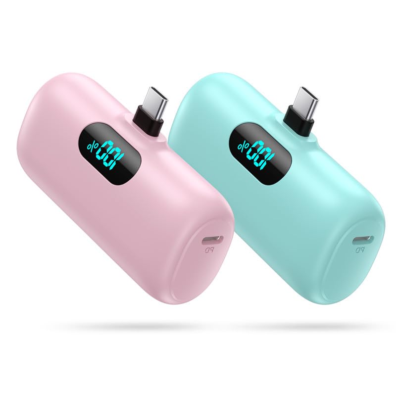 Mini powerbank pantalla digital  tipo C TURQUEZA