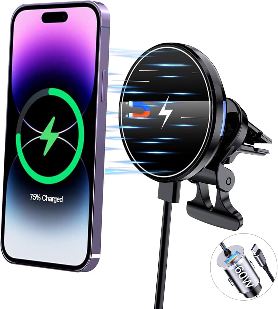 Soporte magnético para celular con carga inalámbrica