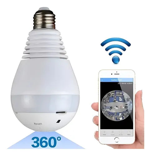FOCO WIFI CÁMARA CON VISIÓN NOCTURNA 360